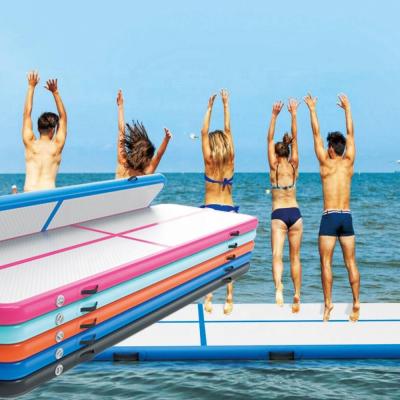 China Ready To Ship 4M Inflatable Air Track Tumbling Mat Cheerleader Gymnastics Air Floor Matte KC Pump for Home Fitness à venda