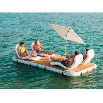 China Swimming Water Island Inflatable Floating Platform Jet Ski Dock Mat DWF Material à venda