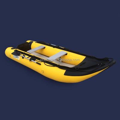 China Heavy Duty Inflatable Drop Stitch Kayak Fishing Boat Custom Logo PVC inflatable boat with Bimini Top for sale