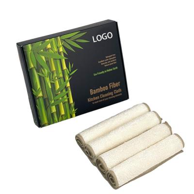 China Factory Wholesale Viable Cleaning Cloths Bamboo Fiber Kitchen Cleaner Mopping Rags for sale