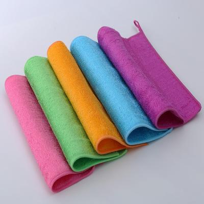 China Sustainable Bamboo Fiber Dish Towel Cloth Kitchen Cleaning Absorbent Anti Grease Wiping Rags for sale