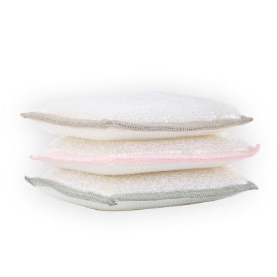 China Sustainable Scouring Pad Eco Friendly Kitchen Cleaning Magic Bamboo Fiber Tableware Sponge for sale