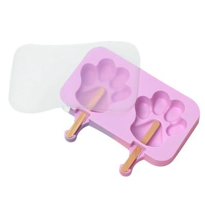 China Sustainable Siamese Ice Cream Mold With Lid And Stick Silicone DIY Homemade Ice Cream Mold for sale