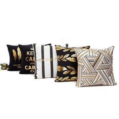 China Gold Foil Printing Pillow Case Sofa Waist Throw Cushion Cover Viable Home Decor For Car Seat Decor 45x45cm for sale