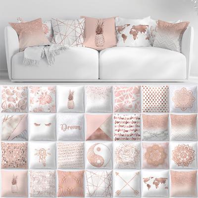 China Viable Rose Gold Powder Peach Skin Pillowcase Pillows Covers Sofa Waist Car Seat Cushion Cover Home Decor for sale