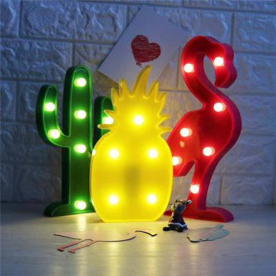 China Inventory Modern Clearance HOT Selling INS Posing Flamingo Cactus Pineapple Shape Decoration LED Night Light Gift Light for sale