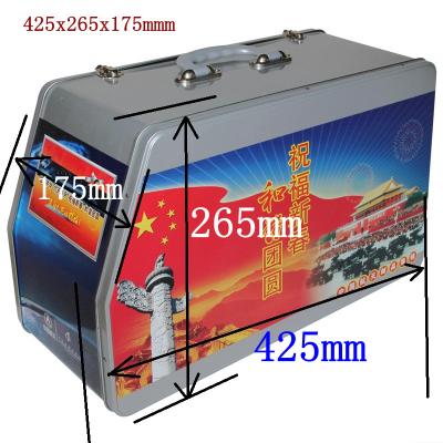 China Large Recyclable Customized Gift Box Tin Box With Handle Gift Tin Box for sale