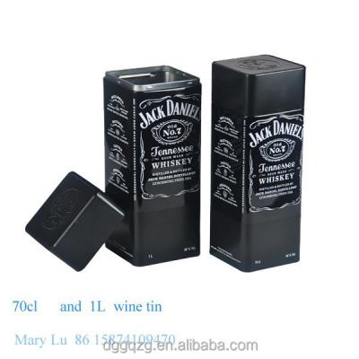 China Recyclable square metal tin box for whiskey bottle packaging for sale