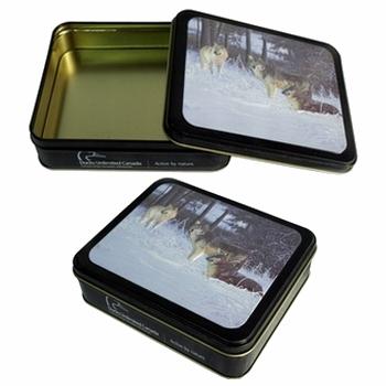 China Recyclable Custom Gift Metal Tin Box With Emboss On Lid For Wallet for sale