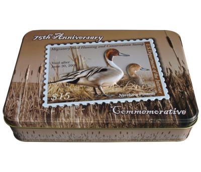 China Recyclable Custom Printing Rectangular Metal Tin Case Box With Gift Cookie Cookie Emboss On Lid for sale