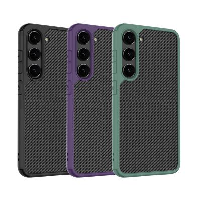 China Carbon Cover Shockproof Case For Samsung S23 Plus S22 S21 TPU PC Carbon Fiber Pattern Case Anti Scratch For Galaxy S23 Ultra for sale