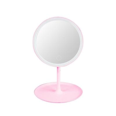 China Portable Desktop Usb Round Table Makeup Cosmetic Smart Mirror With Light Led Dressing Table Mirror for sale