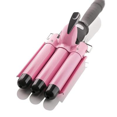 China 3 Barrel Triple Barrel Hair Crimper Large Curling Electric Ceramic Tourmaline Hair Curler Waving Iron Hair Styling Tools for sale