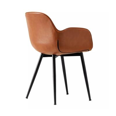 China Family Friendly Minimalist Brown Pu Leather Dining Chairs Customized Colour for sale