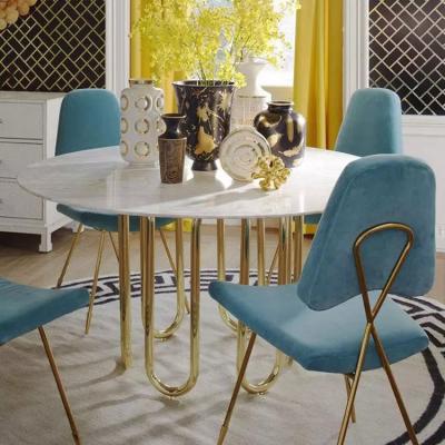 China Customizable Fabric Dining Room Chairs Blue Cloth Dining Chairs Antibacterial for sale