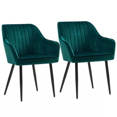 China Green Black Padded Nordic Dining Chairs with Metal Leg Scratching Proof for sale