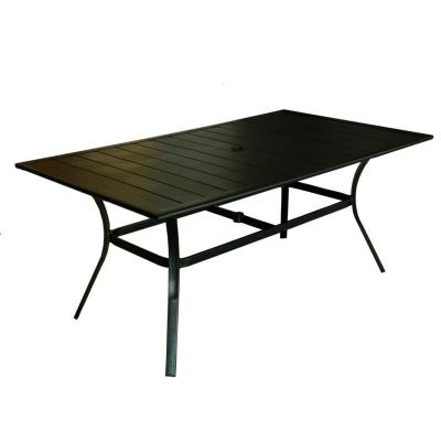 China Resonant PANEL Black Garden Furniture 7pc Set Outdoor Metal Slat Table Table For Outdoor Activity for sale