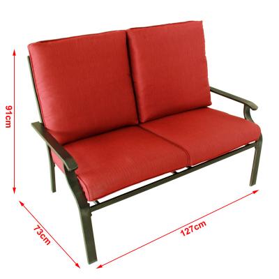 China Hot Selling DingQiao Outdoor Weather Furniture Iron 4PCS Modern Outdoor Furniture Sofa Set Garden Furniture With Red Cushions for sale