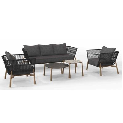 China Outdoor Weather Furniture OEM Factory Wholesale Customized 4 Piece Patio Chat Set Comfortable Patio Charcoal Sofa for sale