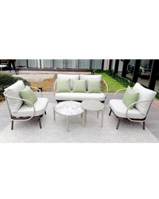 China Outdoor Weather Furniture OEM Factory Customized Wholesale 4 Piece Patio Chat Set Loveseat Armchair Coffee Table for sale