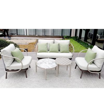 China Modern Outdoor Traditional Patio Sofa Set Glass Top Metal Table for sale