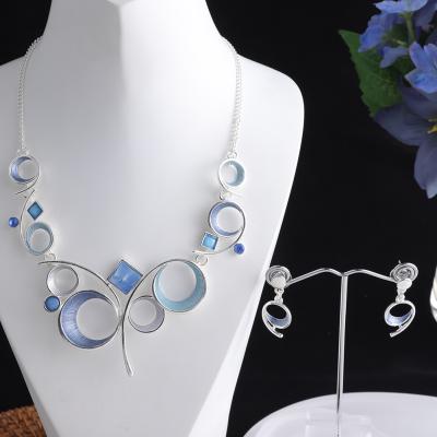 China Bridal Jewelry Set Big SophiaXuan Circle Enamel Geometric Necklace Costume Collares Miner Resin Bridal Jewelry Set Indian Wholesale for sale