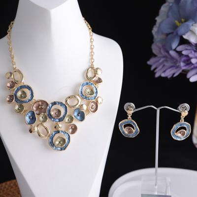 China Enemal SophiaXuan New Arrival Zinc Alloy Wholesale Necklaces Fashion Geometric Pendants Women Girls Chain Choker Bridal Jewelry Sets for sale