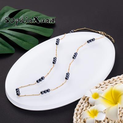 China Wholesale-SophiaXuan Pearl Chain Necklace Hawaiian Simple Tasty Thin Colorful Pearl Hawaiian Necklace For Women Hawaiian for sale