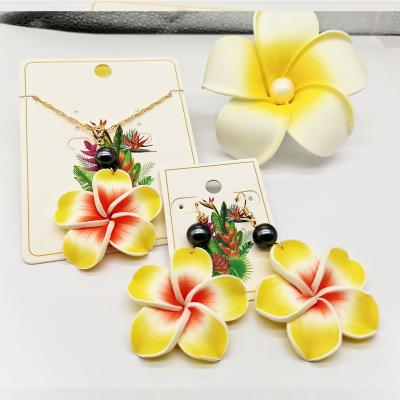 China FASHIONABLE Yiwu exaggerated junjian Micronesian style flower necklace earrings style jewelry Hawaiian women popular earing set for sale