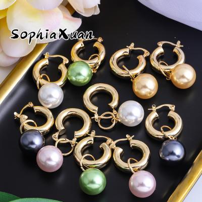 China Wholesale Fashion SophiaXuan Round Pearl Vintage Dropship Stud Circle Hawaiian Polynesian Hawaiian Jewelry Earings Gifts for sale