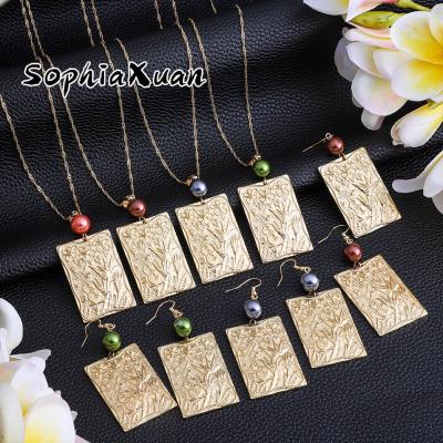 China New Rectangle Hawaiian Simple Samoan Hawaiian Jewelry Polynesian Jewelry Necklace Set SophiaXuan Jewelry Earrings for sale