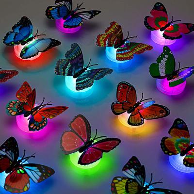 China Modern Home Party Lawn Backyard Garden Wall Festive Decoration Led 3D Butterfly Sticker Night Light for sale