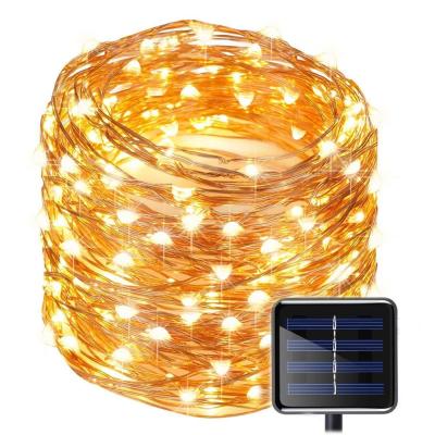 China Festival Outdoor Decoration IP65 Warm Waterproof Xmas Christmas String Lights Starry Fairy Solar Strip Lights 50 led100led copper wire string light for sale