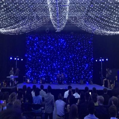 China Wedding Bule& White Starlight Fabric Stage Wedding Decoration Black Light Led Star Curtain Vackdrop for sale