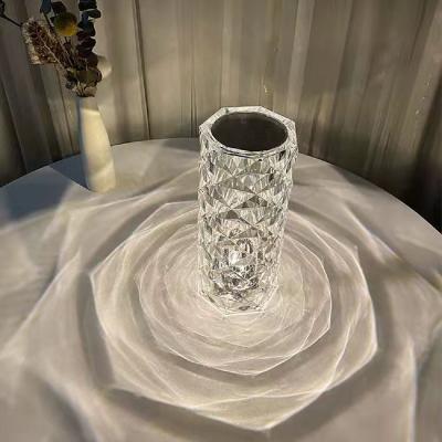 China Modern Rose Crystal Table Lamp RGB 16 Color Touch Control Bedside Crystal Desk Light for Bedroom for sale