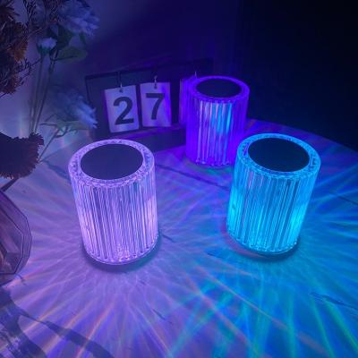 China Modern RGB Crystal Table Light USB Bedside Nightstand Lamp Touch Fill Switch For Living Room for sale