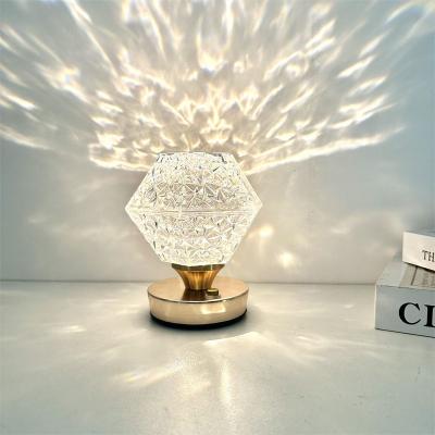 China New Modern Creative Acrylic Magic Box Crystal Table Lamp 3 Color Rechargeable Nightstand LED Desk Lights For Bedroom for sale