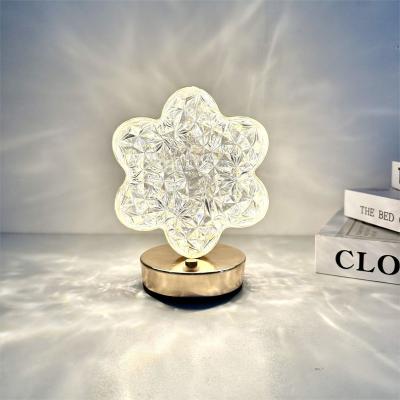 China Modern Luxury Decorative Metal Base Crystal Table Lamp Nightstand LED Table Lamps Petal Desk Lights For Bedroom for sale