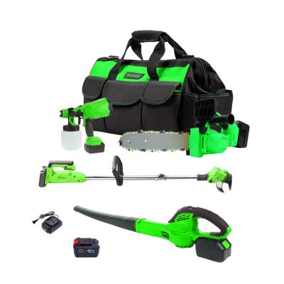 China Easy Carry The Purples High Quality Garden DIY Tools Tool Kit In Bag China Professional Cordless Grass Cutter Chainsaw Set For Wholesale Price for sale