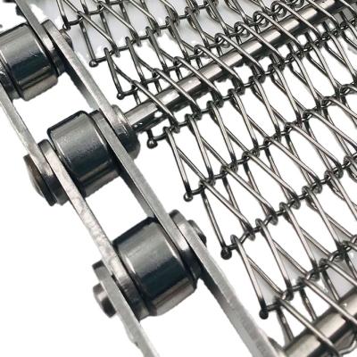 China Stainless Steel Weave Conveyor Belt Food Grade Heat Resistant Balanced Wire Mesh Conveyor Belt With Chains for sale