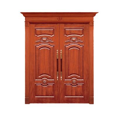 China Traditional exterior door solid wood double leaf door for luxury villa entry door for sale