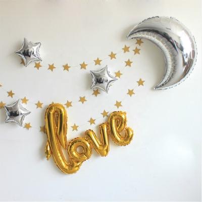 China 42 Inch Baby Shower Party Love and 36 Inch Large Size Moon Aluminum Balloons Air/Helium Filled Balloon for Party Show Wedding Baby Shower for sale