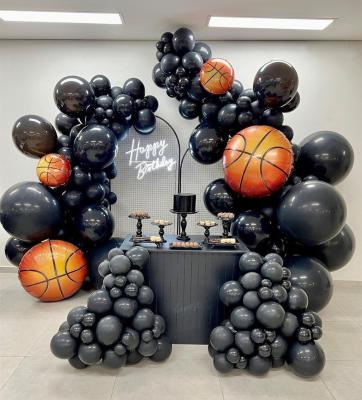 China Foil/Latex Black Sports Basketball Theme Balloon Arch Garland Kit For Kid Boy Man Birthday Father's Day Party Birthday Decoration for sale