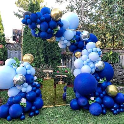 China Vintage Theme Klein Foil 4d Blue Gold Silver Balloons Arch Garland Kit for Kids Birthday Baby Shower Adults Proposal Party Decorations for sale