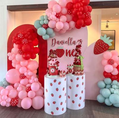 China First Birthday Wedding Party Decoration Macaron Pink Berry Fruit Theme Balloon Arch Garland Kit for Girl Birthday Baby Shower Party Garden Birthday Decoration for sale