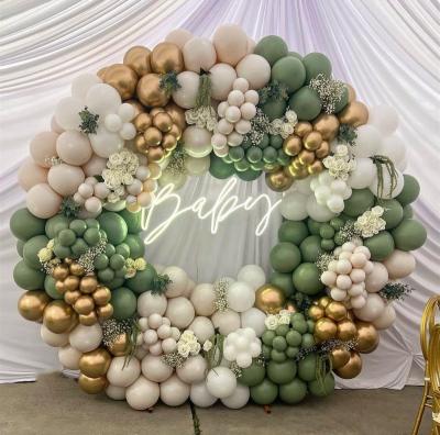 China Gift Toy Decoration Chrome Gold Avocado Green Sand White Balloons Arch Garland Kit for Birthday Baby Shower Wedding Birthday Party Bride to Be for sale