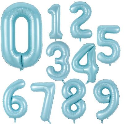 China Promotional Large Size Gift Toy Pearl Blue 40Inch Air Filled Number Foil Balloons For Birthday Baby Shower Party Shop Window Birthday Deco for sale