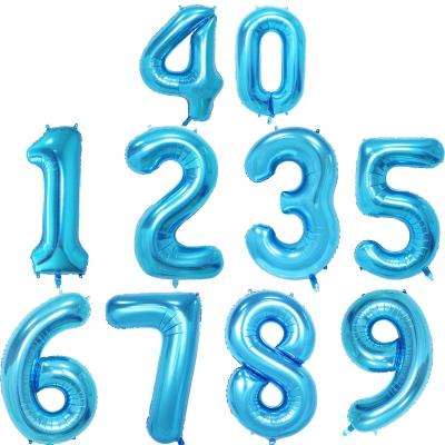 China 40 Inch Blue Large Size Air Gift Toy Filled Number Balloons For Birthday Outdoor Camping Pool Party Shop Window Birthday Deco for sale