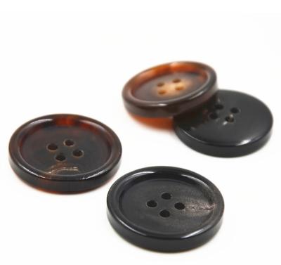 China Factory Wholesale 4 Holes Horn Buttons Dry Cleaning Flatback Imitated Horn Resin Buttons for sale