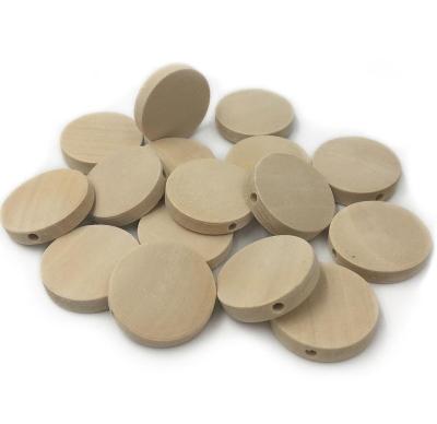 China Wooden custom bead for jewelry flat diy accessories unfinished wooden beads 20mm, 25mm loose wooden beads for sale